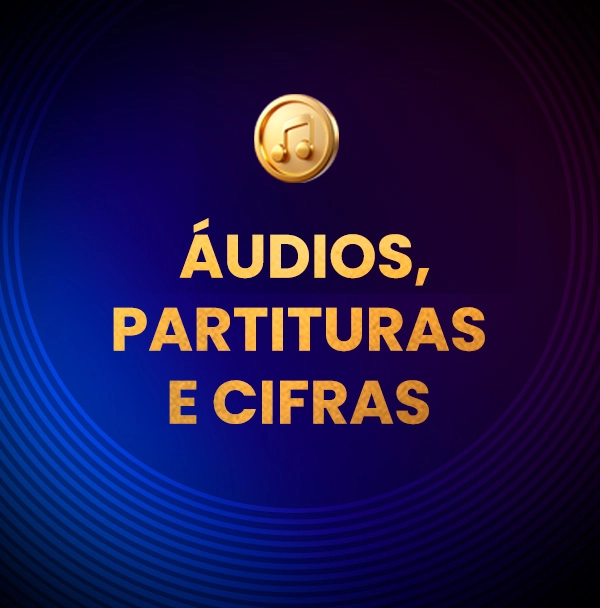 Banner &Aacute;udios, partituras e cifras, acesse o nosso acervo digital