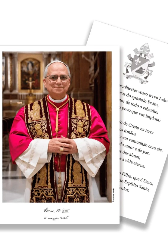 Produto Papa Le&atilde;o XIV - Cart&atilde;o com ora&ccedil;&atilde;o - C/ 10 unidades - 10,5 x 14,8 cm