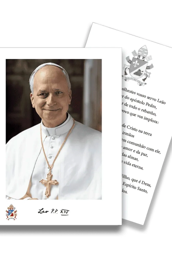 Produto Papa Le&atilde;o XIV - Cart&atilde;o com ora&ccedil;&atilde;o - C/ 10 unidades - 10,7 x 15 cm - Modelo 1