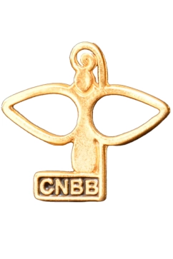 Produto - Broche personalizado CNBB vazado - Dourado